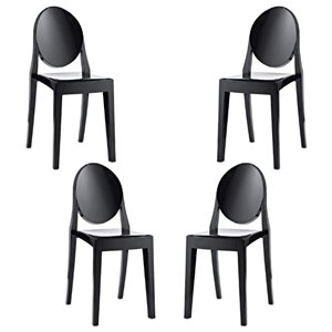 Plata Import Contemporary Side Dining Chairs (Plastic Frame) - Set of 4 - Black