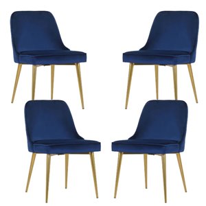 Plata Import Contemporary Upholstered Side Dining Chairs (Wood Frame) - Set of 4 - Blue Finish