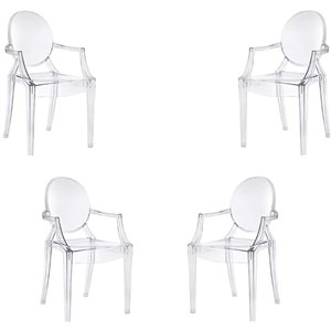 Plata Import Contemporary Set of 4 Side Dining Chairs (Plastic Frame) - Clear