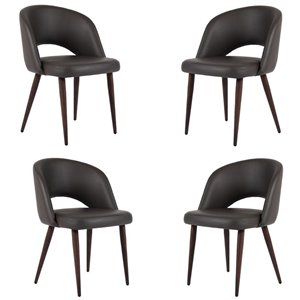 Plata Import Contemporary Set of 4 Upholstered Side Dining Chairs (Wood Frame) - Grey