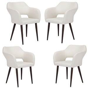 Plata Import Contemporary Upholstered Side Dining Chairs (Wood Frame) - Set of 4 - White