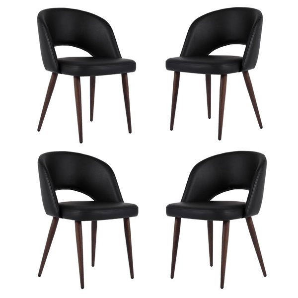 Plata Import Contemporary Upholstered, Modern Black Wood Dining Chairs