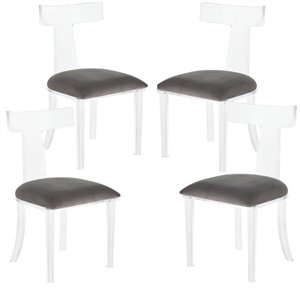 Plata Import Contemporary Set of 4 Side Dining Chairs - Plastic Frame - Clear
