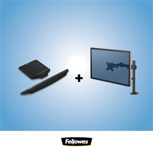Fellowes Ergo Desk Bundle - Single Monitor Arm, Mouse Pad and Keyboard Support
