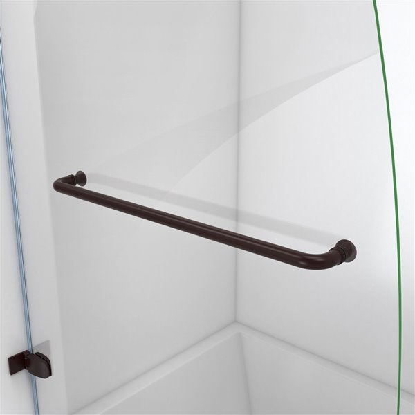 DreamLine Aqua Uno Frameless Hinged Tub Door - 58-in x 56-in to 60-in - Oil Rubbed Bronze/Clear Glass
