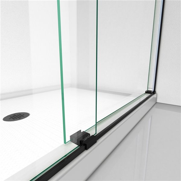 DreamLine Essence Frameless Bypass/Sliding Shower Door - 76-in x 44-in to 48-in - Satin Black/Clear Glass