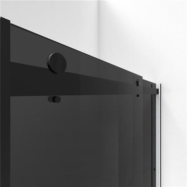 DreamLine Essence Frameless Bypass/Sliding Shower Door - 76-in x 56-in to 60-in - Satin Black/Smoke Grey Glass