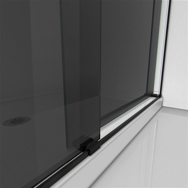 DreamLine Essence Frameless Bypass/Sliding Shower Door - 76-in x 56-in to 60-in - Satin Black/Smoke Grey Glass