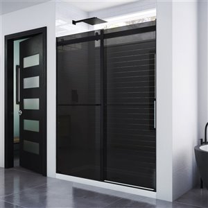 DreamLine Essence Frameless Bypass/Sliding Shower Door - 76-in x 56-in to 60-in - Satin Black/Smoke Grey Glass