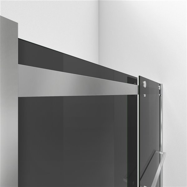 Essence-H 56-60 x 76 Semi-Frameless Bypass 8mm Shower Door in Brushed Nickel and Gray Glass
