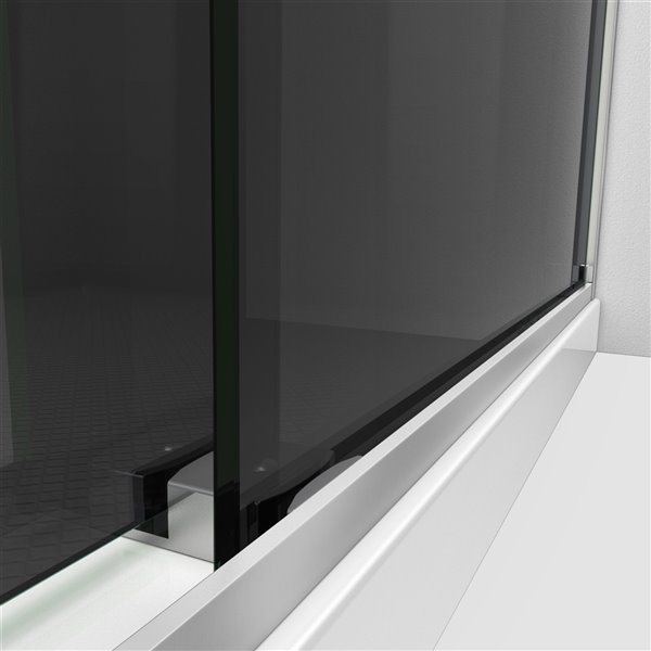 Essence-H 56-60 x 76 Semi-Frameless Bypass 8mm Shower Door in Brushed Nickel and Gray Glass