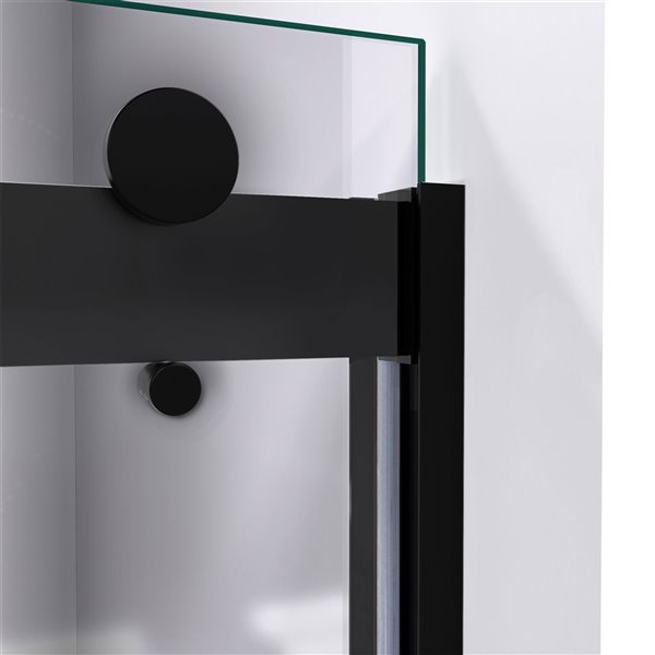 Sapphire 56-60 x 76 Semi-Frameless Bypass Shower Door in Satin Black and 8mm Clear Tempered Glass