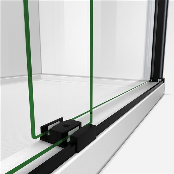 Sapphire 56-60 x 76 Semi-Frameless Bypass Shower Door in Satin Black and 8mm Clear Tempered Glass