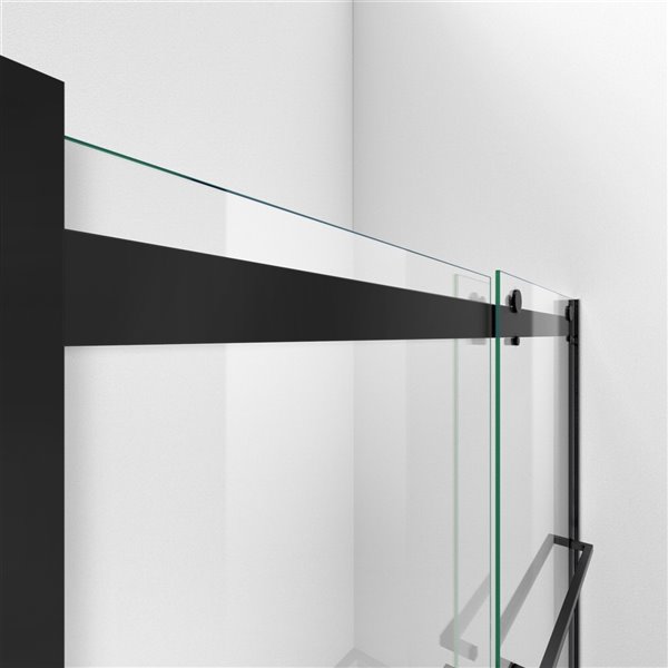 DreamLine Essence-H 76-in x 56-in to 60-in Satin Black/Clear Glass Semi-Frameless Bypass/Sliding Shower Door