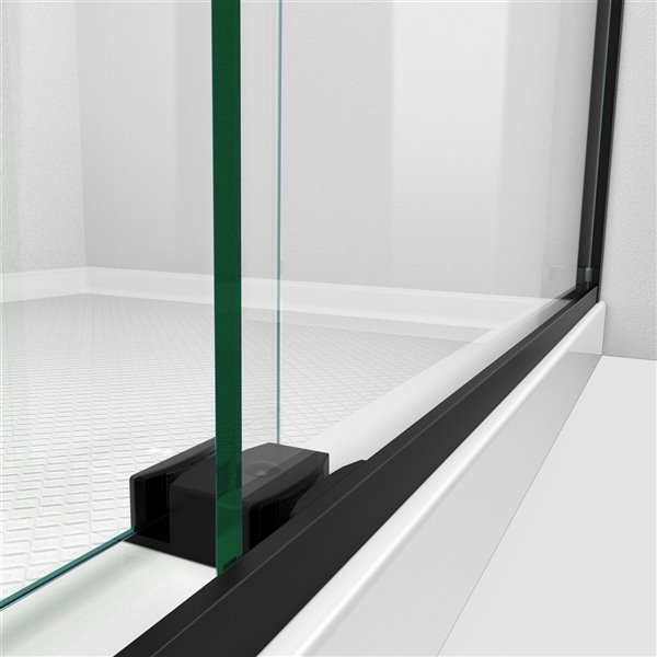 DreamLine Essence-H 76-in x 56-in to 60-in Satin Black/Clear Glass Semi-Frameless Bypass/Sliding Shower Door