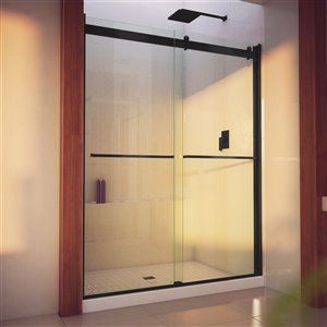DreamLine Essence-H Semi-Frameless Bypass/Sliding Shower Door - 76-in x 56-in to 60-in - Satin Black/Clear Glass