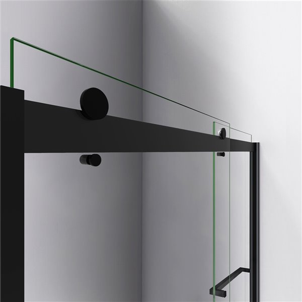 DreamLine Sapphire 60-in x 56-in to 60-in Satin Black/Clear Glass Semi-Frameless Bypass/Sliding Bathtub Door