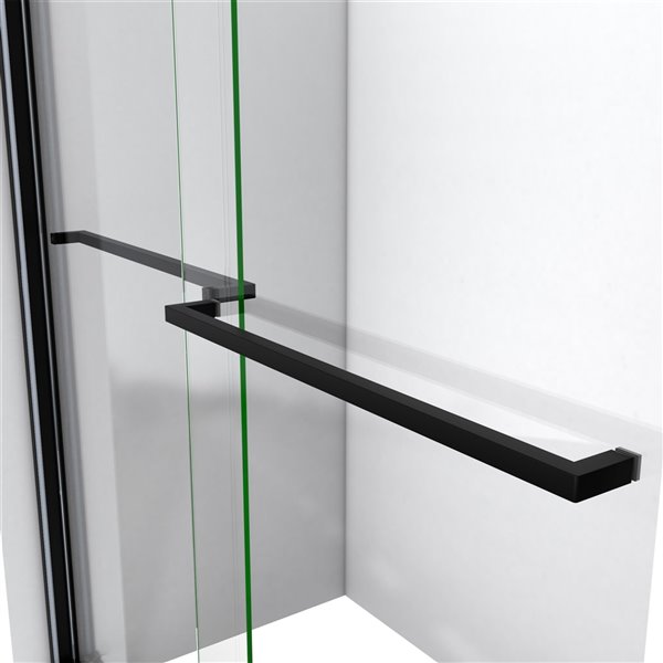 DreamLine Sapphire 60-in x 56-in to 60-in Satin Black/Clear Glass Semi-Frameless Bypass/Sliding Bathtub Door