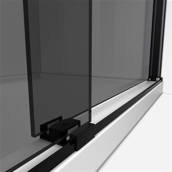 DreamLine Sapphire Semi-Frameless Bypass/Sliding Bathtub Door - 60-in x 56-in to 60-in - Satin Black/Smoke Grey Glass