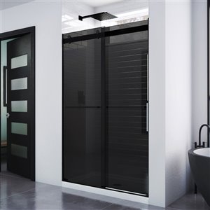 DreamLine Essence Frameless Bypass/Sliding Shower Door - 76-in x 44-in to 48-in - Satin Black/Smoke Grey Glass