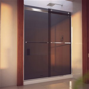 DreamLine Essence-H Semi-Frameless Bypass/Sliding Shower Door - 76-in x 56-in to 60-in - Chrome/Smoke Grey Glass