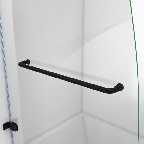 DreamLine Aqua Uno Frameless Hinged Bathtub Door - 58-in x 34.31-in to 34.31-in - Satin Black/Clear Glass