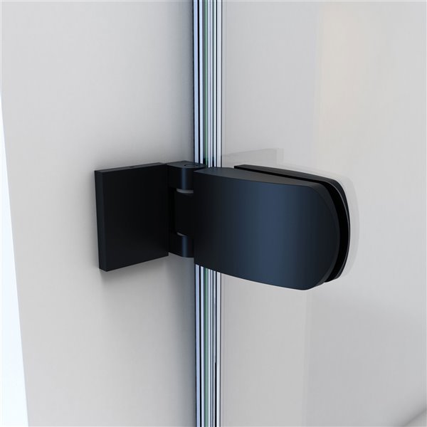 DreamLine Aqua Uno Frameless Hinged Bathtub Door - 58-in x 34.31-in to 34.31-in - Satin Black/Clear Glass