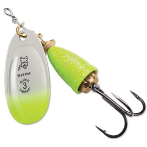 Leurre à pêche Classic Vibrax Spinner de Blue Fox, lame 2, Chartreuse Blue