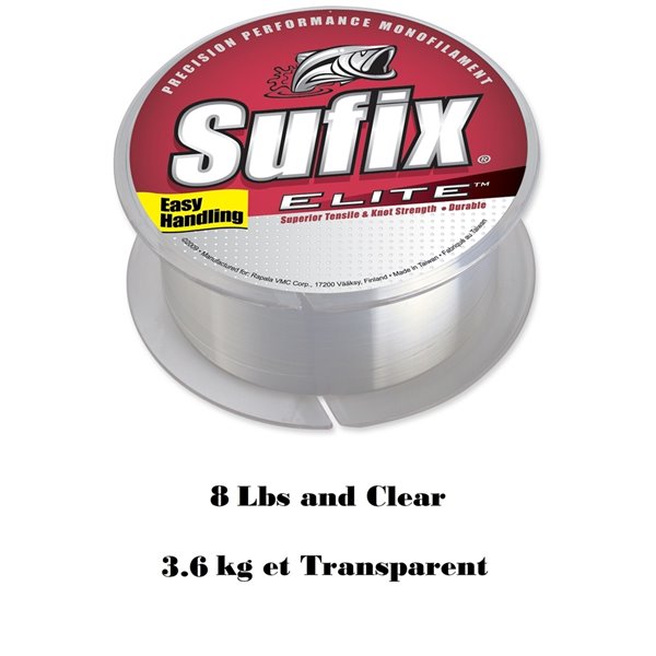 Sufix Elite Fishing Line - 8 lb - Clear 661-108