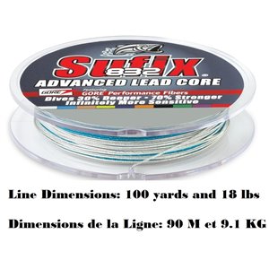 Fil de pêche Advance Lead Core de Sufix, 10 couleurs, 18 lb, 100 yards