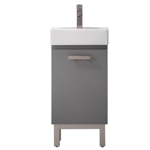 Design Element Stella 16.5-in Grey Single sink Bathroom Vanity with White Porcelain Top