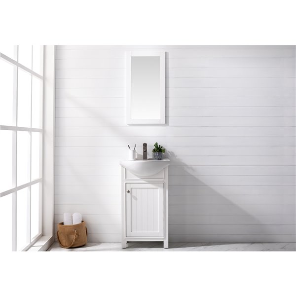 Design Element Marian 20-in White Single sink Bathroom Vanity with White Porcelain Top