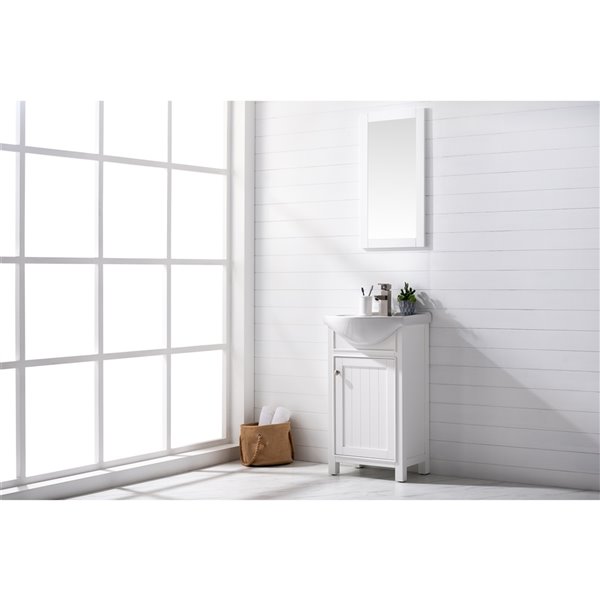 Design Element Marian 20-in White Single sink Bathroom Vanity with White Porcelain Top