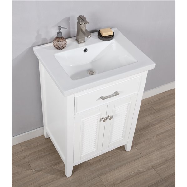 Design Element Cameron 24-in White Single Sink Bathroom Vanity with ...