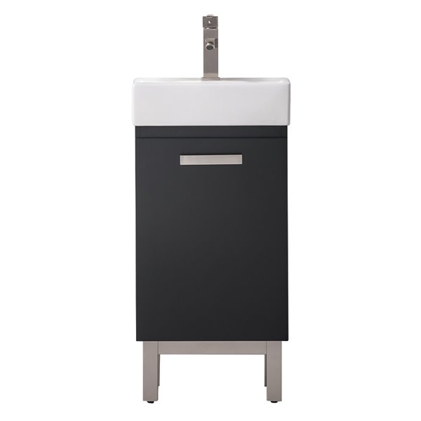 Design Element Stella 16.5-in Black Single sink Bathroom Vanity with White Porcelain Top