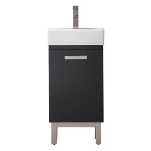 Design Element Stella 16.5-in Black Single sink Bathroom Vanity with White Porcelain Top