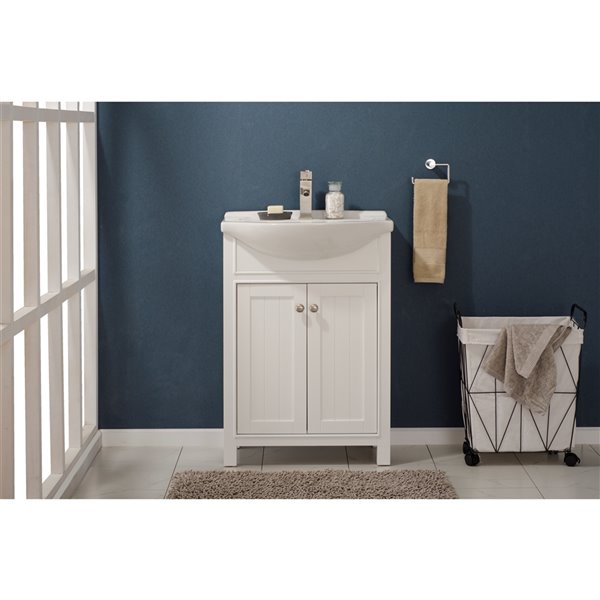 Design Element Marian 24in White Single sink Bathroom Vanity with