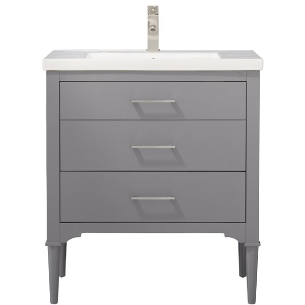 Design Element Mason 30-in Grey Single sink Bathroom Vanity with White Porcelain Top