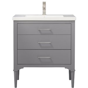 Design Element Mason 30-in Grey Single sink Bathroom Vanity with White Porcelain Top