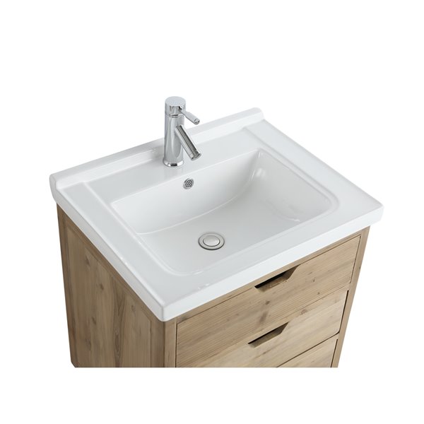 Design Element Fredric 24-in Natural Single sink Bathroom Vanity with White Porcelain Top