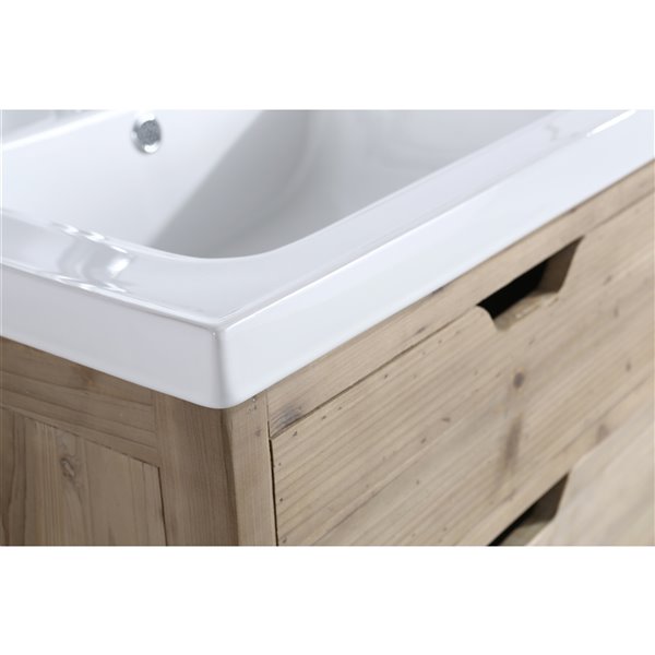 Design Element Fredric 24-in Natural Single sink Bathroom Vanity with White Porcelain Top