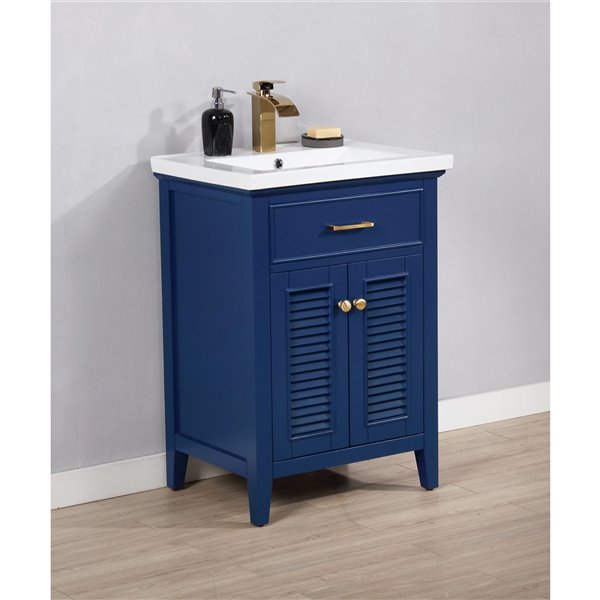 Design Element Cameron 24in Blue Single sink Bathroom Vanity with