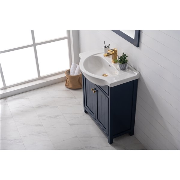 Design Element Marian 30-in Blue Single Sink Bathroom Vanity with White  Porcelain Top S05-30-BLU