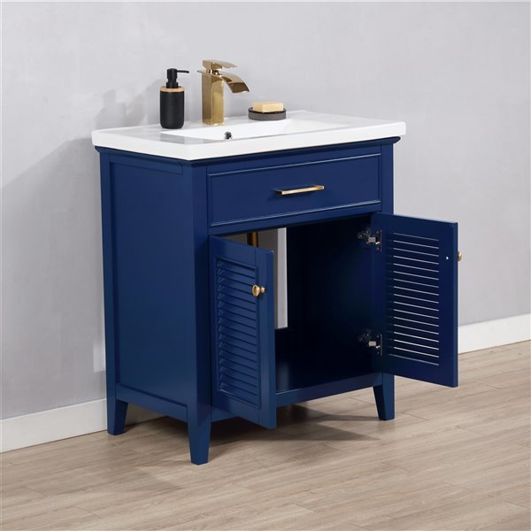 Design Element Cameron 30-in Blue Single sink Bathroom Vanity with ...