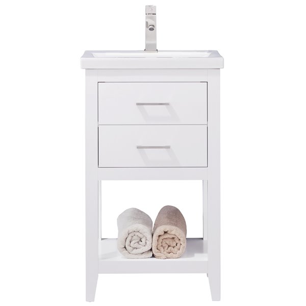 Design Element Cara 20 In White Single, 20 Inch Bathroom Vanity