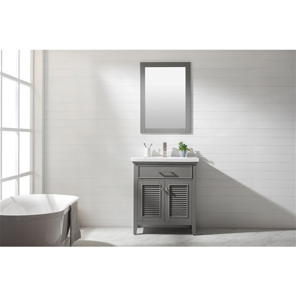 Design Element Cameron 30-in Grey Single sink Bathroom Vanity with ...