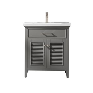 Design Element Cameron 30-in Grey Single sink Bathroom Vanity with White Porcelain Top