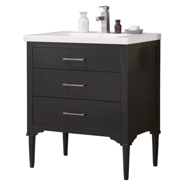 Design Element Mason 30-in Espresso Single sink Bathroom Vanity with White Porcelain Top