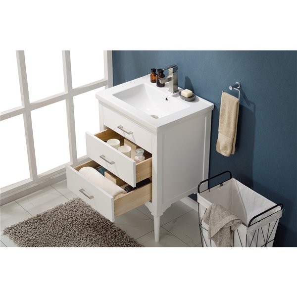White Single Sink Bathroom Vanity, Design Element Mason 24 Inch Single Sink Bathroom Vanity In Blue