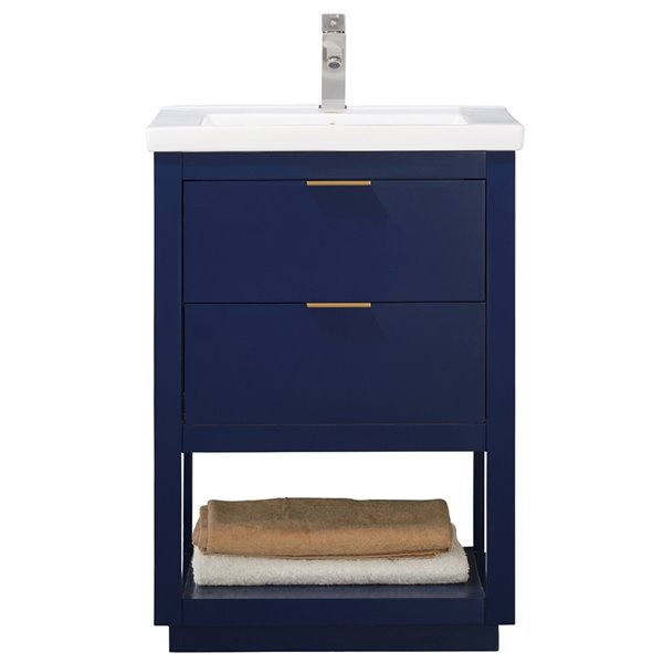 Blue Single Sink Bathroom Vanity, Design Element Mason 24 Single Sink Bathroom Vanity In Blue